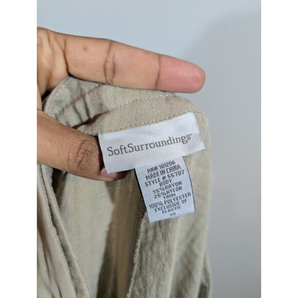 Soft Surroundings Pants Women Plus Sz 3X Tan High Rise Wide Leg Belted Trousers - Picture 6 of 8